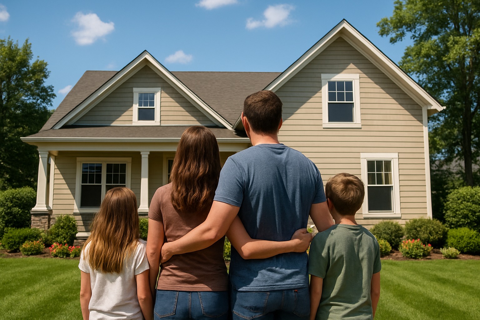 Family looking at their dream home